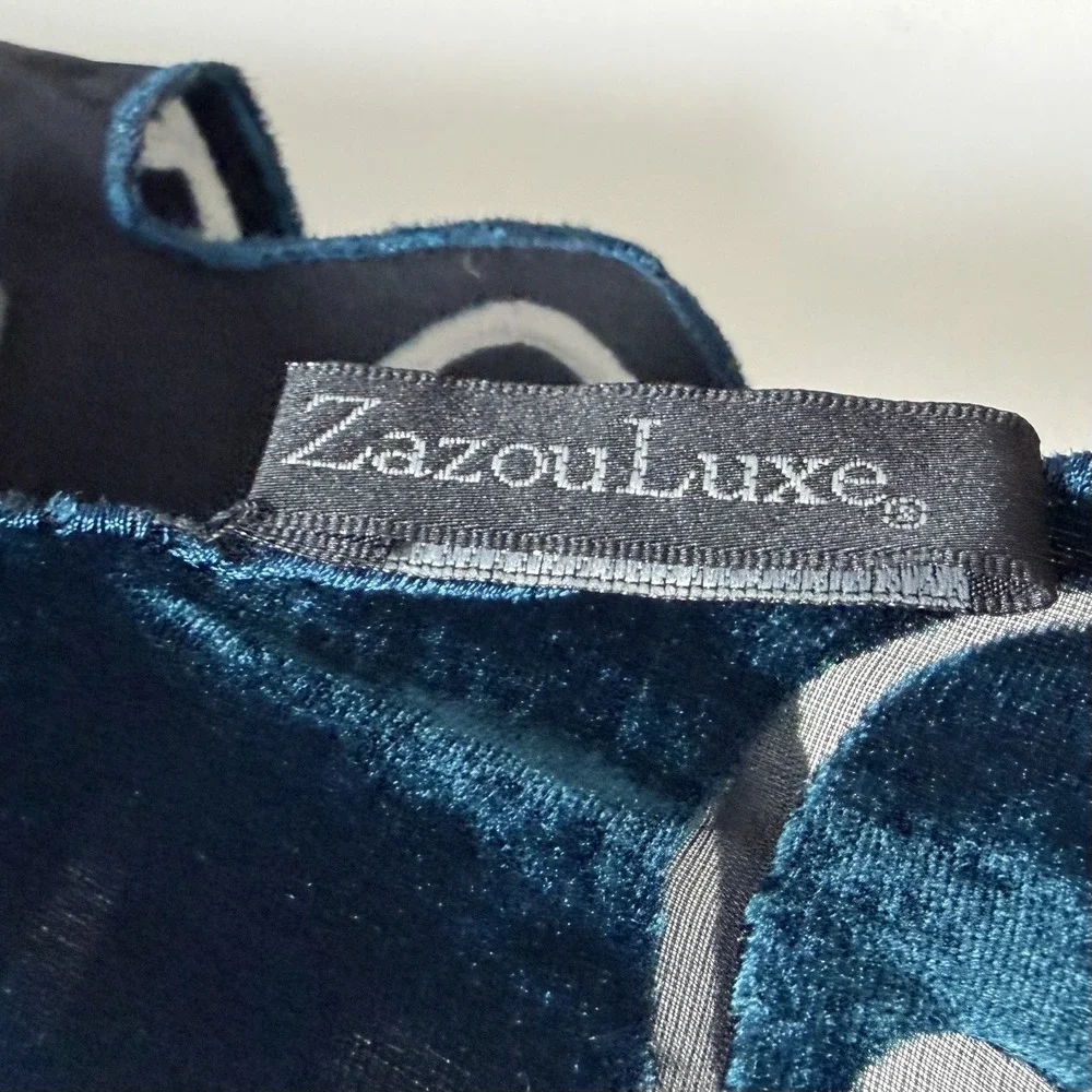 Zazou Luxe Velvet Burnout Sheer Silk Blend Scarf Wrap Shawl Peacock Blue/ Teal